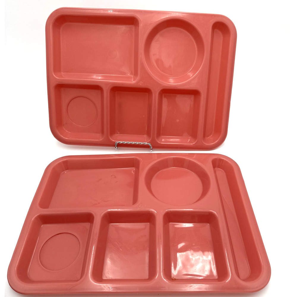 2 Pink Vintage Tucker Warehouse Sectioned Plates EUC